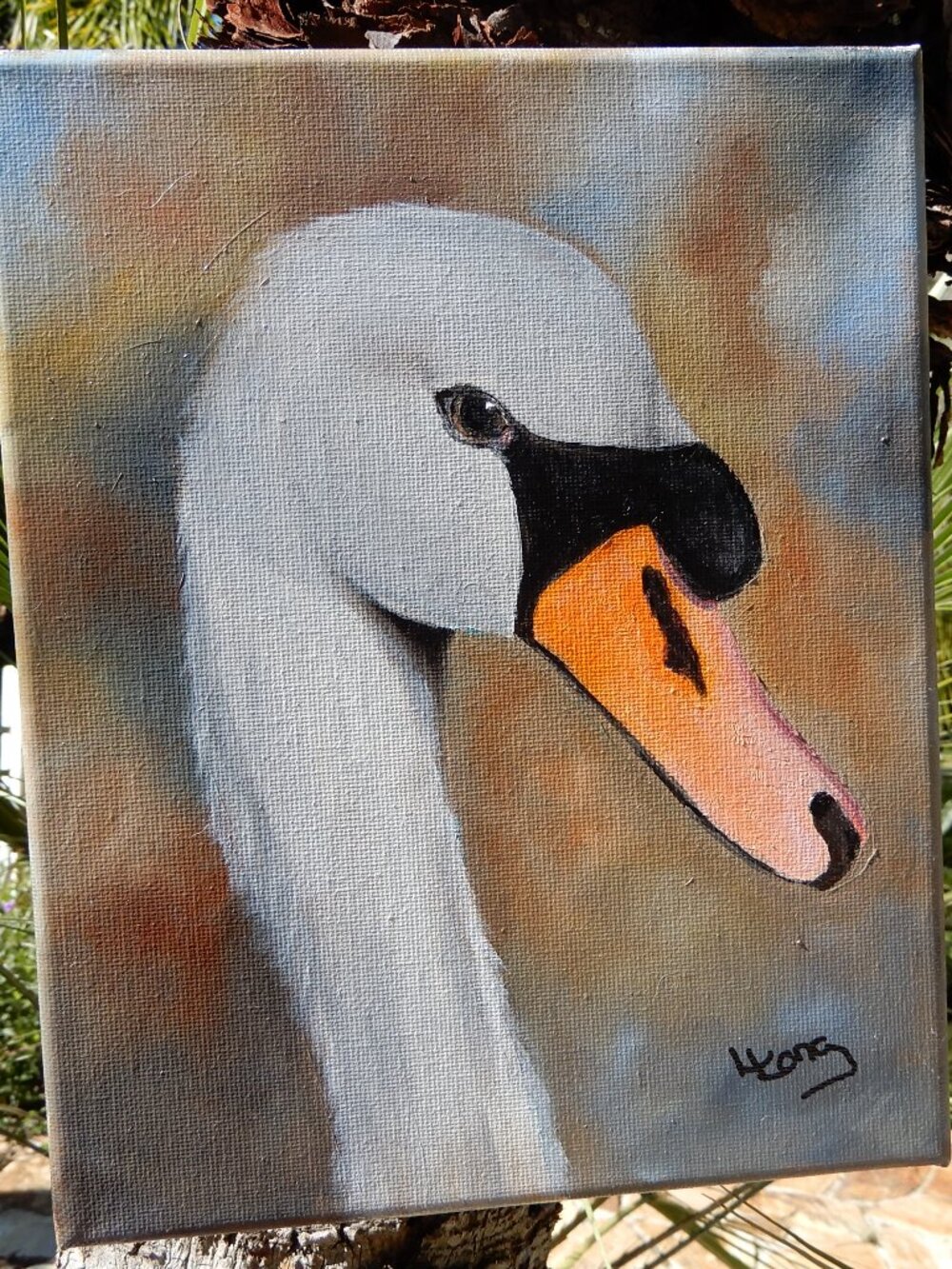 Original Oil Painting of a Swan